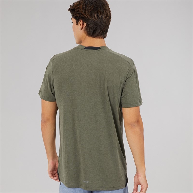 adidas Mens Designed For Training Workout T-Shirt Night Cargo - Image 2