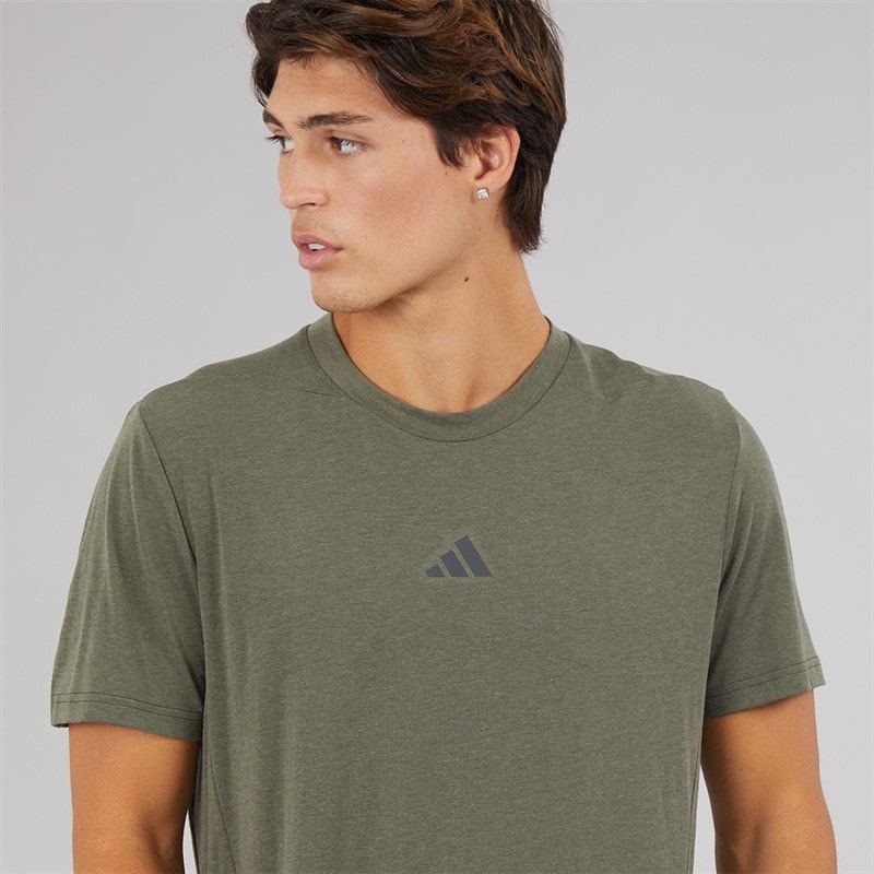 adidas Mens Designed For Training Workout T-Shirt Night Cargo - Image 3