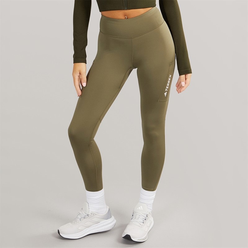 adidas Womens Terrex Leggings Olive Strata