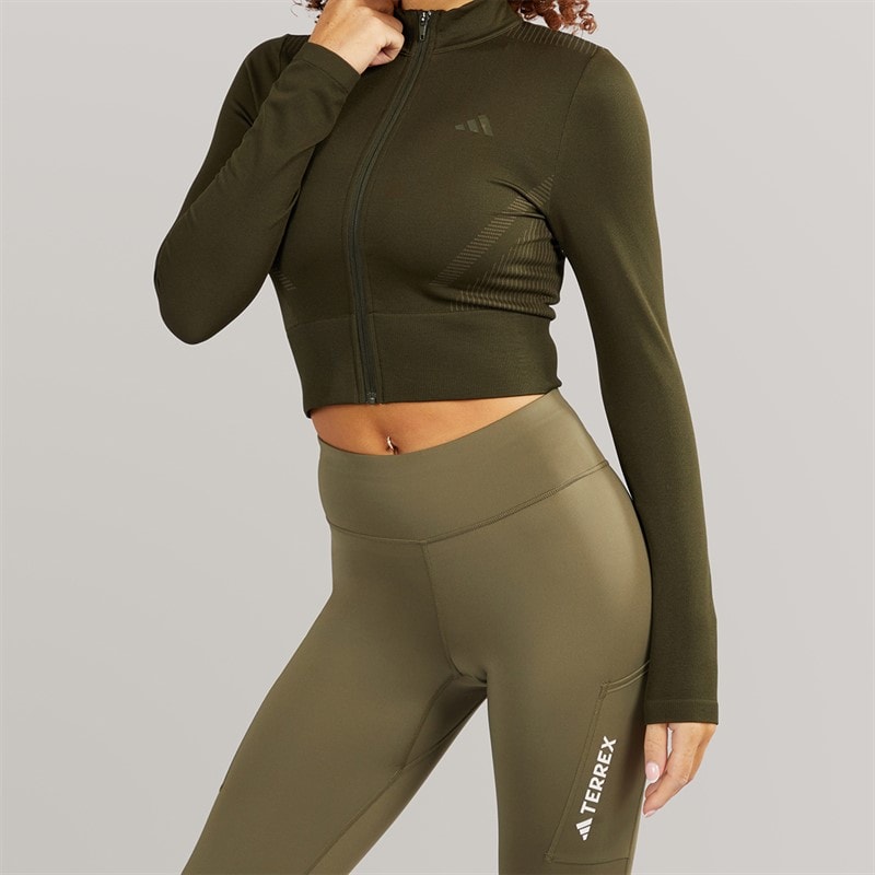 adidas Womens Terrex Leggings Olive Strata - Image 3