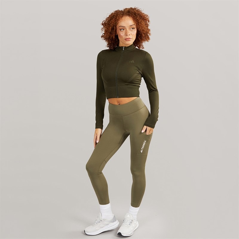 adidas Womens Terrex Leggings Olive Strata - Image 4