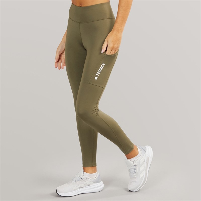 adidas Womens Terrex Leggings Olive Strata - Image 5