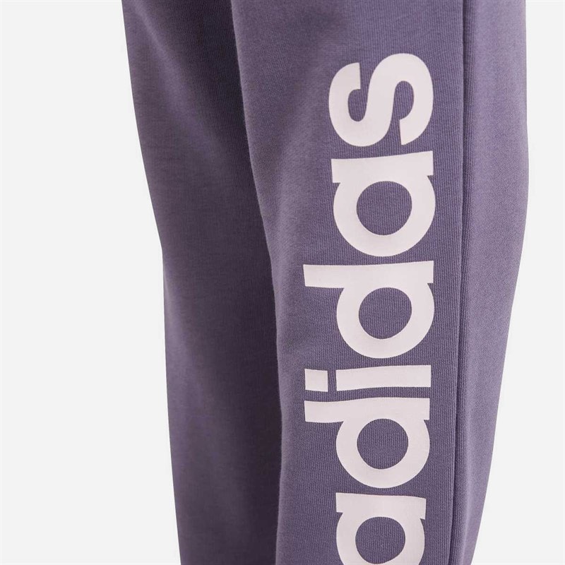 adidas Junior Girls Essentials Linear Logo Joggers Shadow Violet/Clear Pink - Image 3