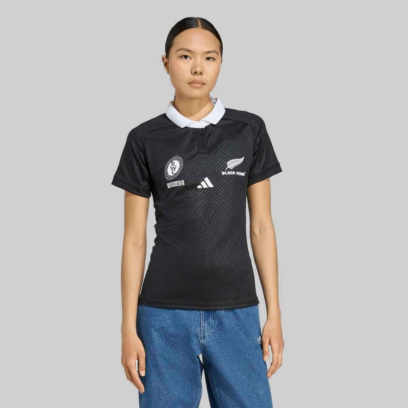 adidas Womens NZ RWC New Zealand Black Ferns 2025 Rugby World Cup Home Jersey All Black