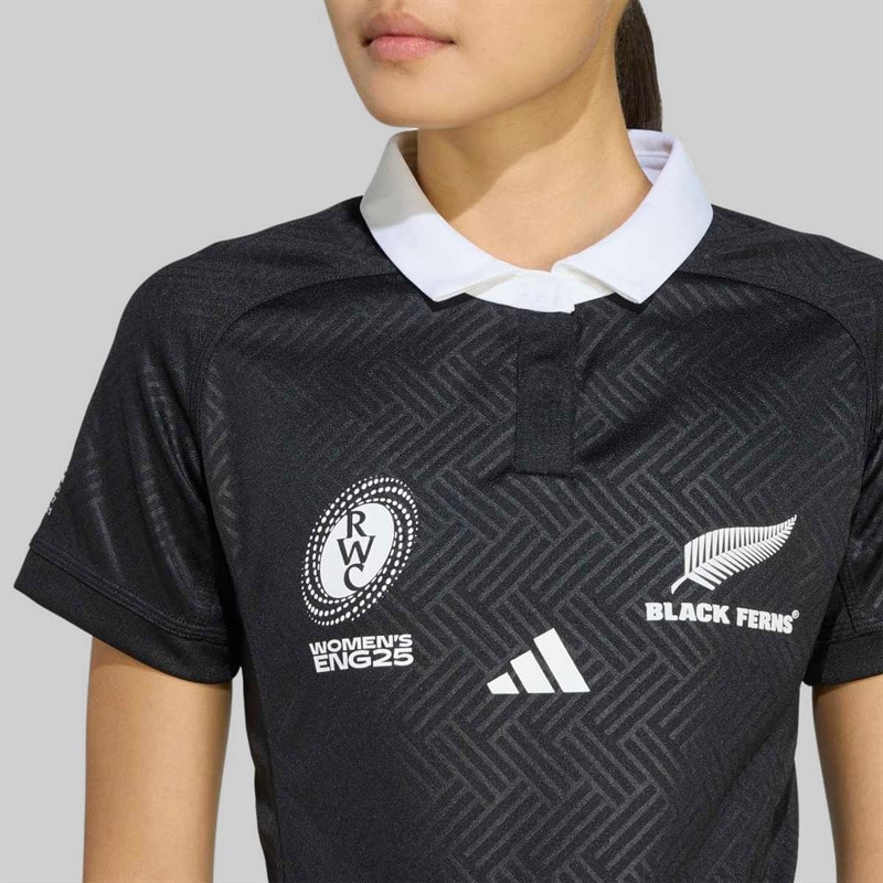 adidas Womens NZ RWC New Zealand Black Ferns 2025 Rugby World Cup Home Jersey All Black - Image 3