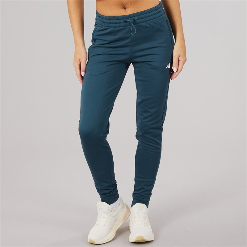 adidas Womens AEROREADY Dame And Go Trapered Fleece Joggers Arctic Night/White - Image 3