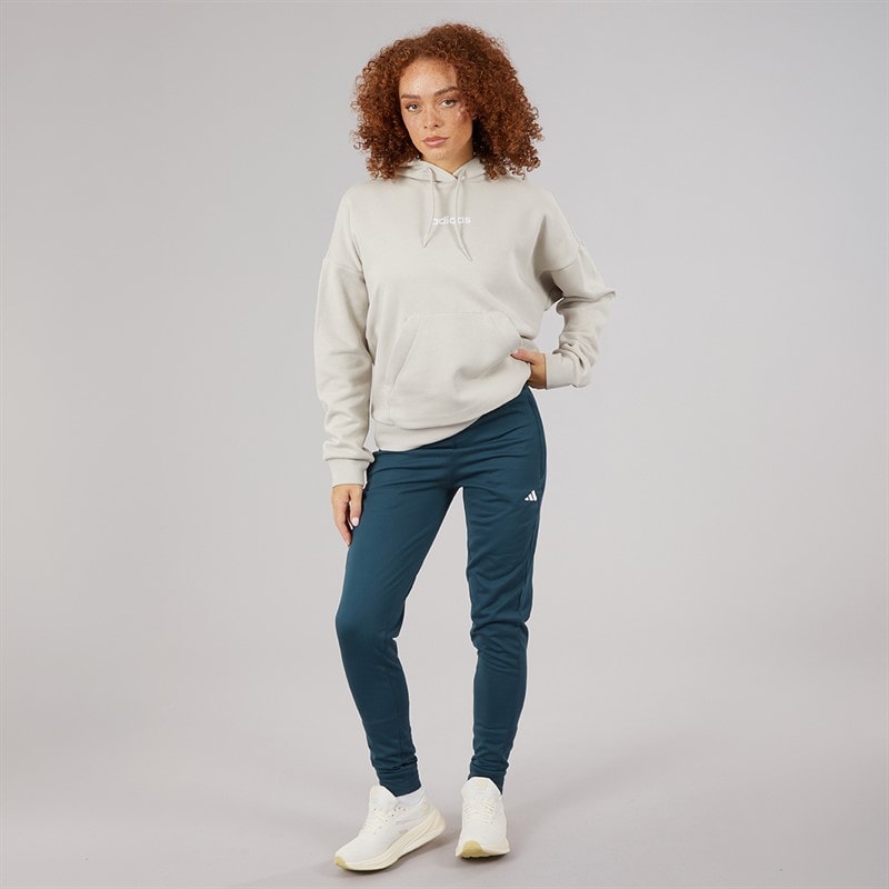 adidas Womens AEROREADY Dame And Go Trapered Fleece Joggers Arctic Night/White - Image 4