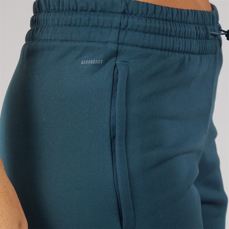 adidas Womens AEROREADY Dame And Go Trapered Fleece Joggers Arctic Night/White - Image 5