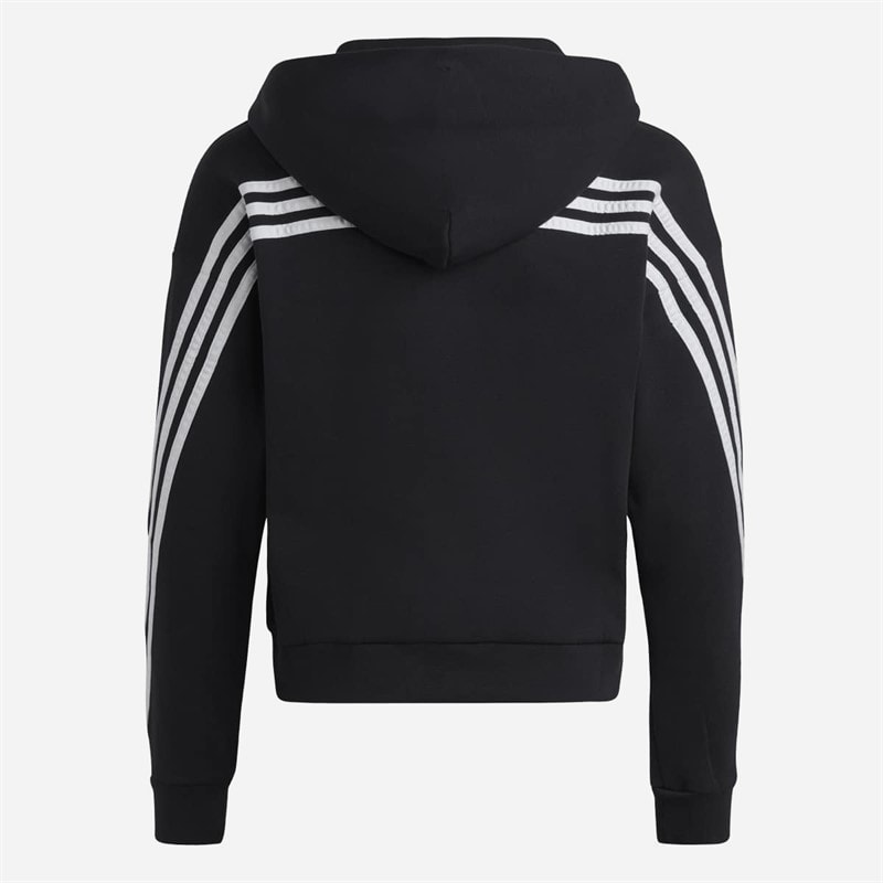 adidas Junior Girls Future Icons 3 Stripes Full Zip Hoodie Black/White - Image 2