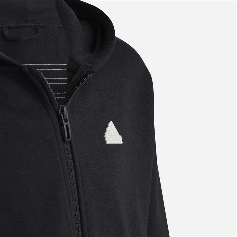 adidas Junior Girls Future Icons 3 Stripes Full Zip Hoodie Black/White - Image 3