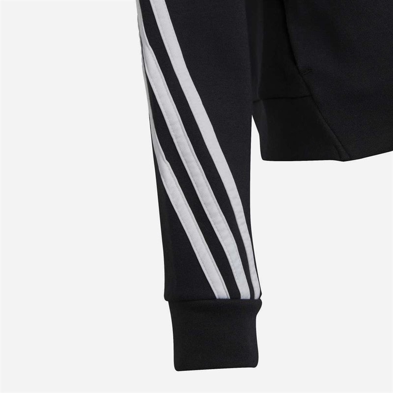 adidas Junior Girls Future Icons 3 Stripes Full Zip Hoodie Black/White - Image 4