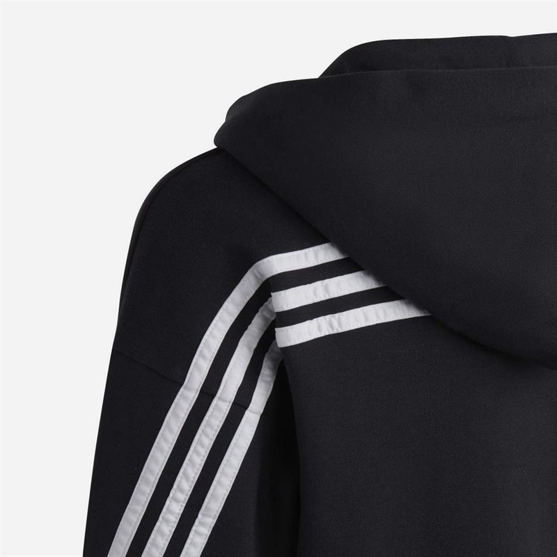 adidas Junior Girls Future Icons 3 Stripes Full Zip Hoodie Black/White - Image 5