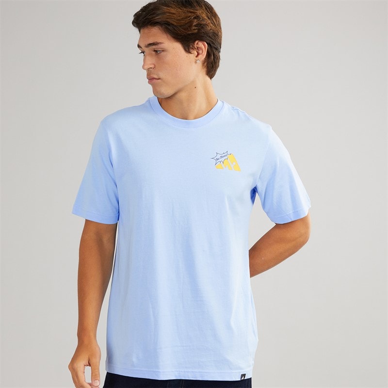 adidas Mens Food Grilled Cheese Back Graphic T-Shirt Glow Blue - Image 2