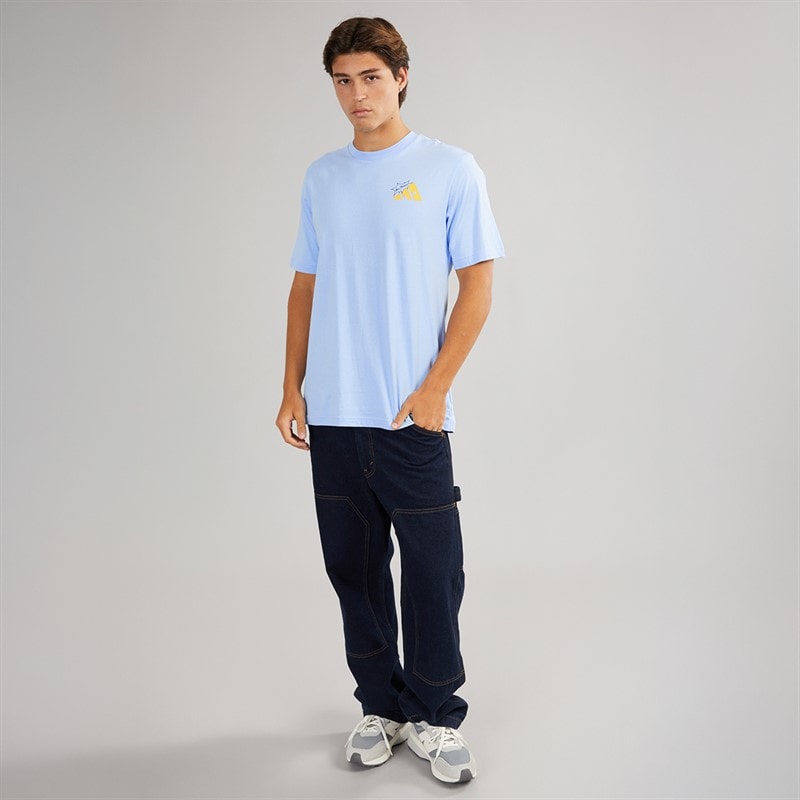 adidas Mens Food Grilled Cheese Back Graphic T-Shirt Glow Blue - Image 4