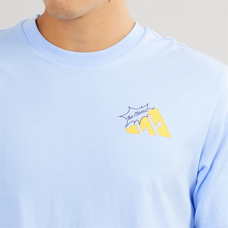adidas Mens Food Grilled Cheese Back Graphic T-Shirt Glow Blue - Image 5