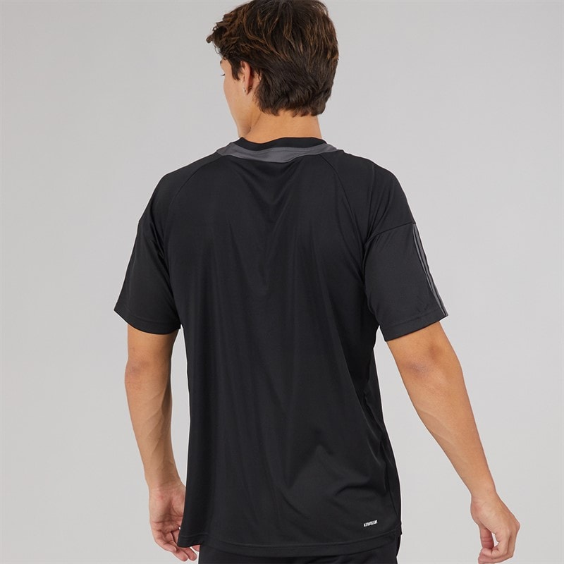 adidas Mens Aeroready Sereno 3-Stripes T-Shirt Black/Grey Six - Image 2