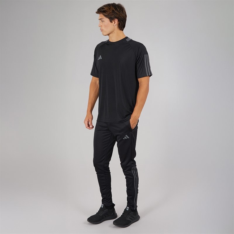 adidas Mens Aeroready Sereno 3-Stripes T-Shirt Black/Grey Six - Image 4