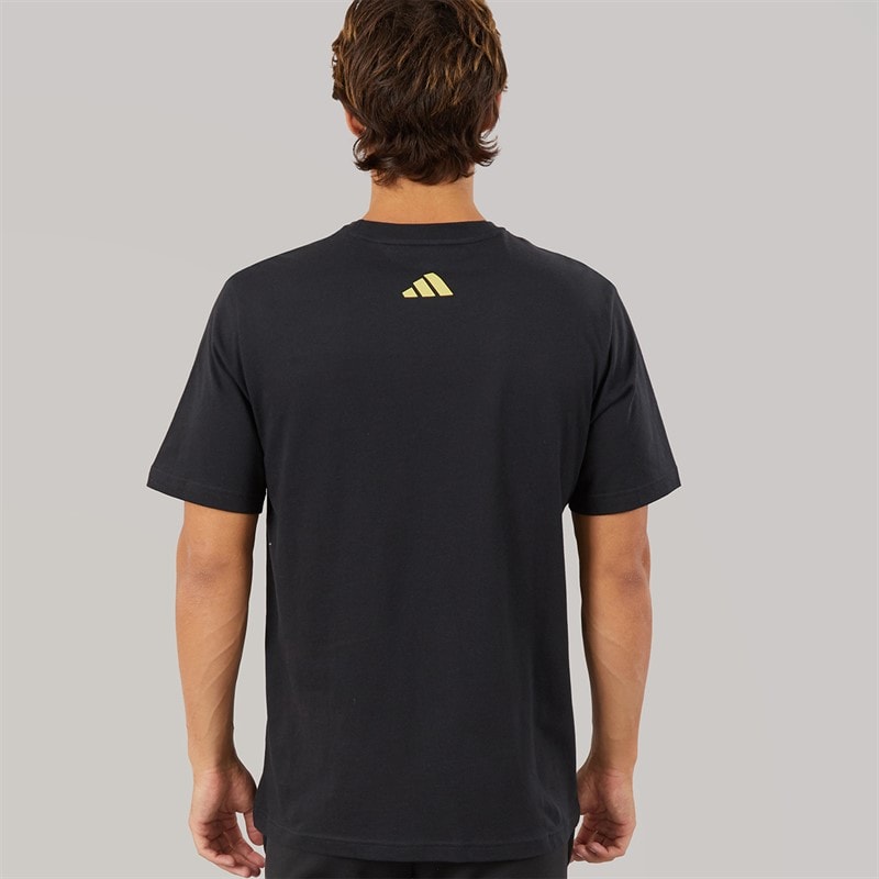 adidas Mens Lounge Verbiage Graphic T-Shirt Black - Image 2