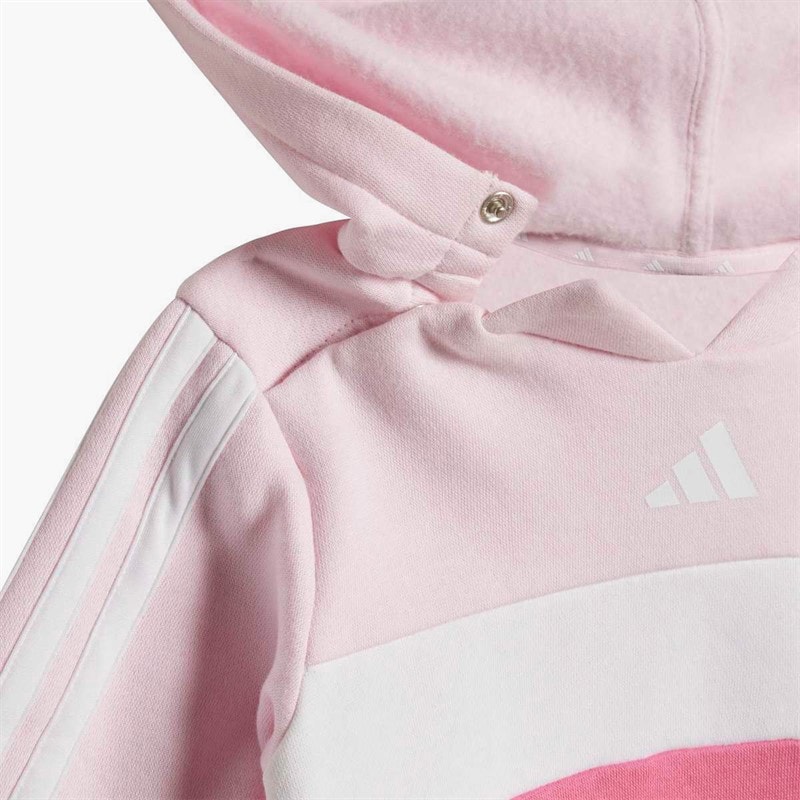 adidas Infant Girls Seasonal Essentials Tiberio 3 Stripes Hoodie And Leggings Set Clear Pink/Pink Fusion/White - Image 2