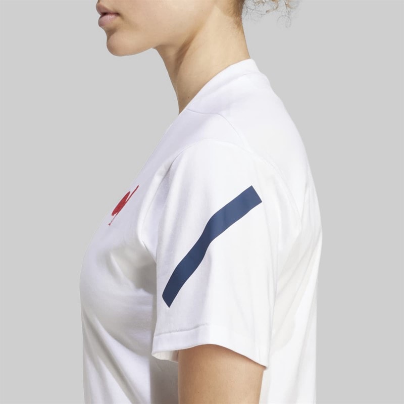 adidas Womens FFR France Rugby Travel T-Shirt White - Image 5
