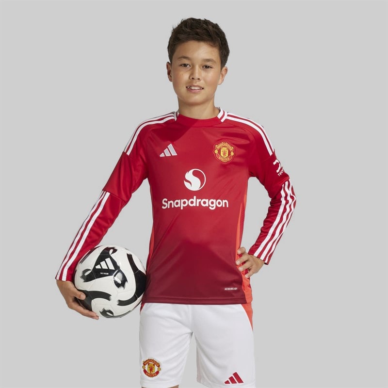 adidas Junior Boys MUFC Manchester United 24/25 Home Long Sleeve Jersey Mufc Red