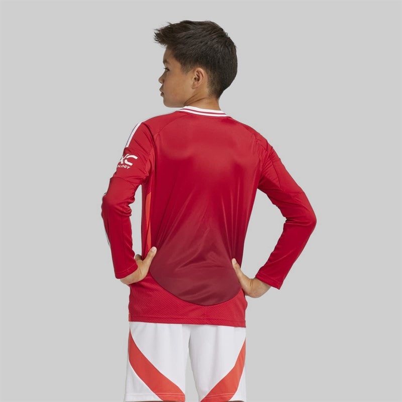 adidas Junior Boys MUFC Manchester United 24/25 Home Long Sleeve Jersey Mufc Red - Image 2