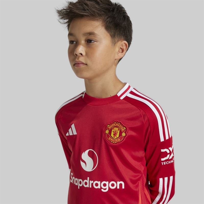 adidas Junior Boys MUFC Manchester United 24/25 Home Long Sleeve Jersey Mufc Red - Image 3