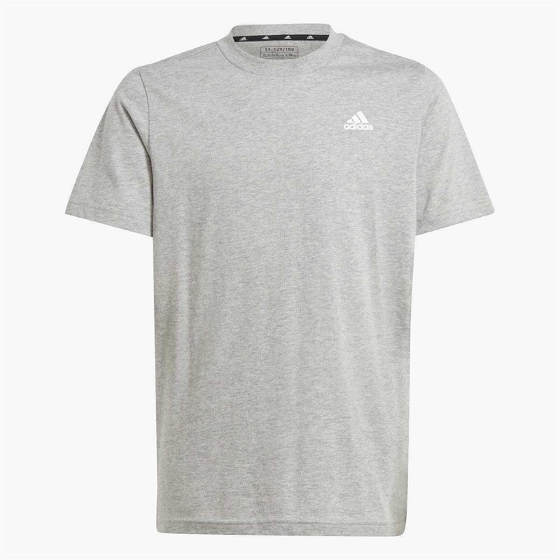 adidas Junior Boys Essentials Small Logo T-Shirt Medium Grey Heather/White - Image 1