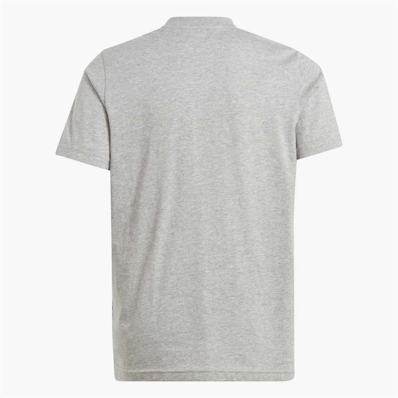 adidas Junior Boys Essentials Small Logo T-Shirt Medium Grey Heather/White - Image 2