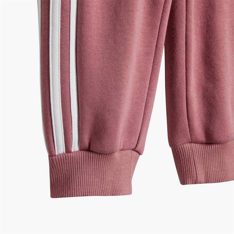 adidas Infant Girls Essentials Full Zip Hoodie And Joggers Set Sandy Pink/White - Image 3