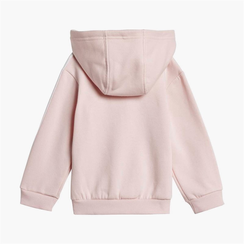 adidas Infant Girls Essentials Full Zip Hoodie And Joggers Set Sandy Pink/White - Image 4
