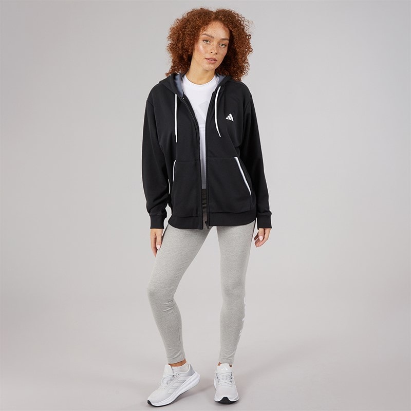 adidas Womens Essentials Colour Pop Full Zip Hoodie Black - Image 4