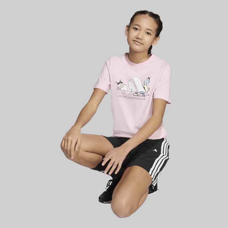 adidas Junior Girls Winter Sports Graphic T-Shirt Clear Pink - Image 4