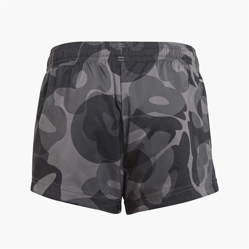 adidas Junior Girls Essentials Aeroready Seasonal Print Shorts Black/Carbon/Grey Six/Grey Five - Image 2