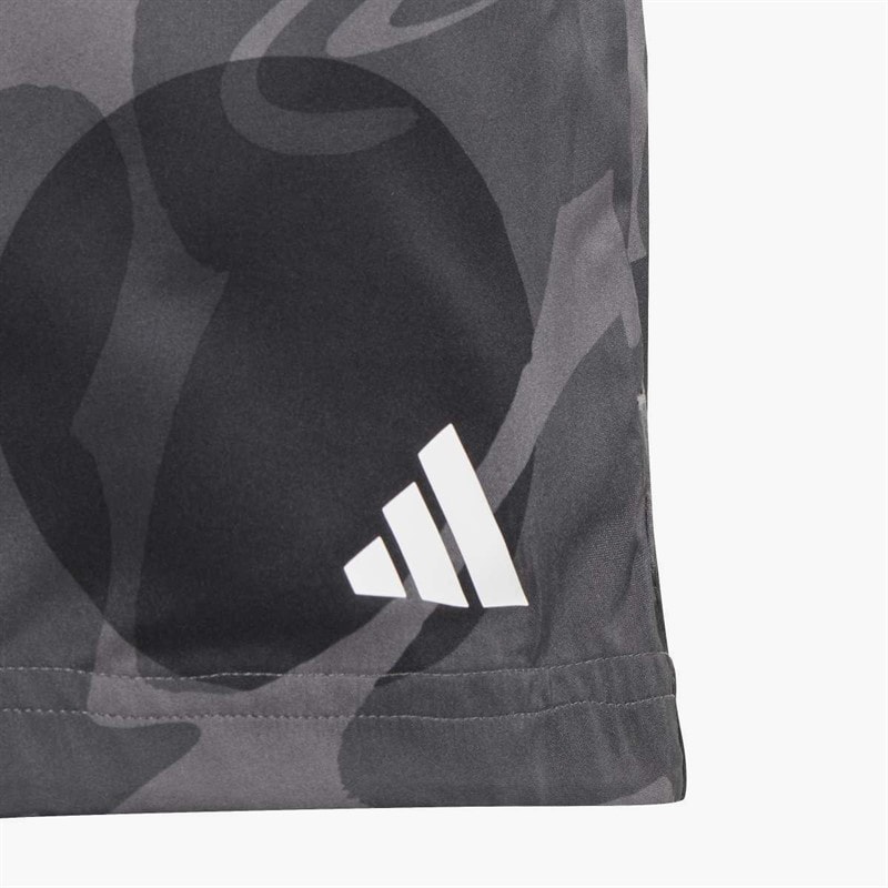 adidas Junior Girls Essentials Aeroready Seasonal Print Shorts Black/Carbon/Grey Six/Grey Five - Image 3