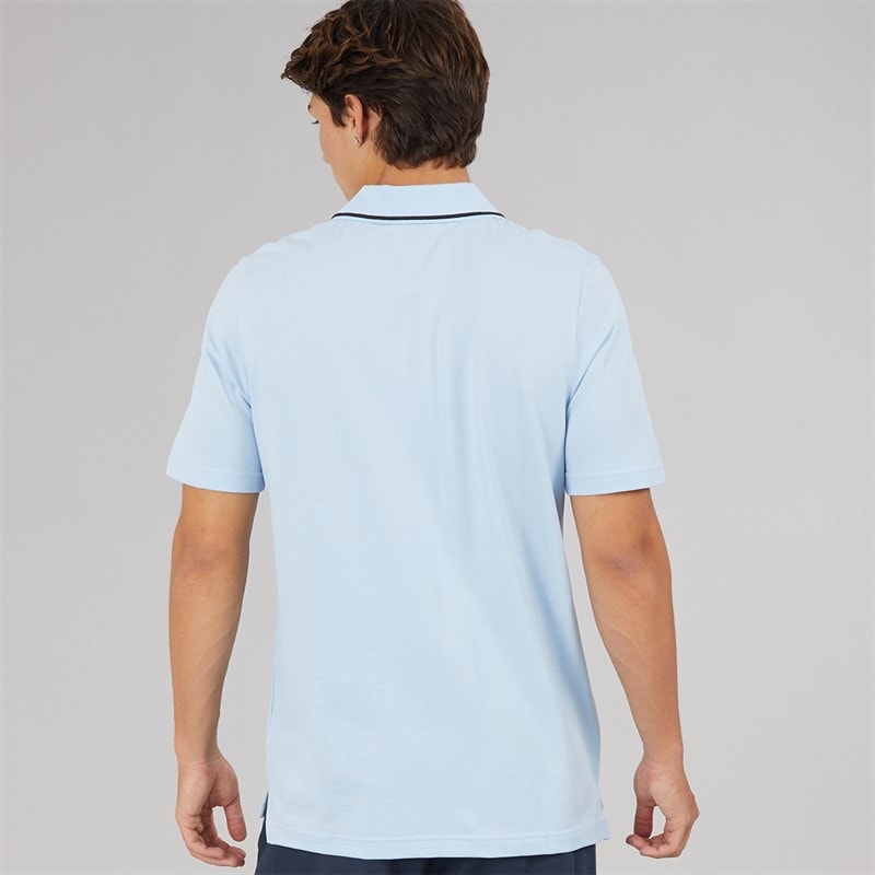 adidas Mens Essentials Small Logo Pique Polo Shirt Glow Blue/Black - Image 2