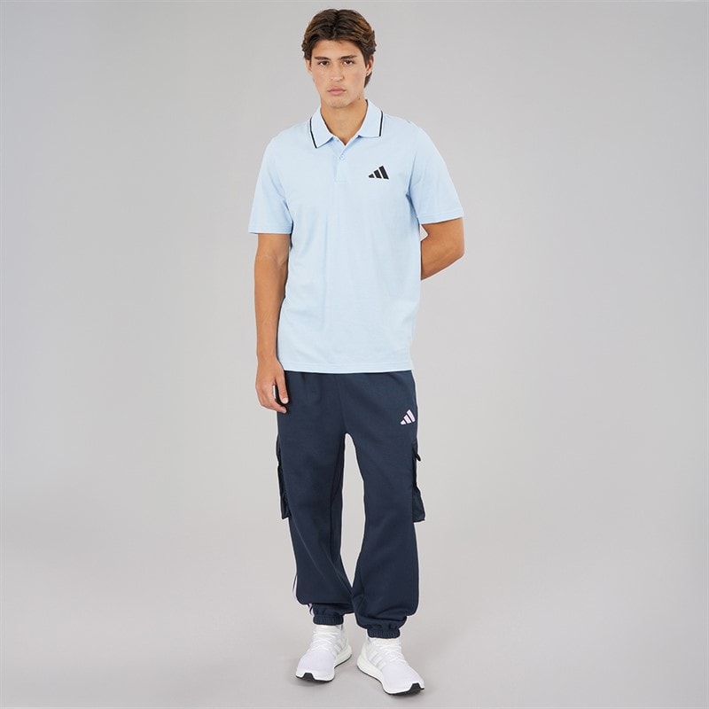 adidas Mens Essentials Small Logo Pique Polo Shirt Glow Blue/Black - Image 3