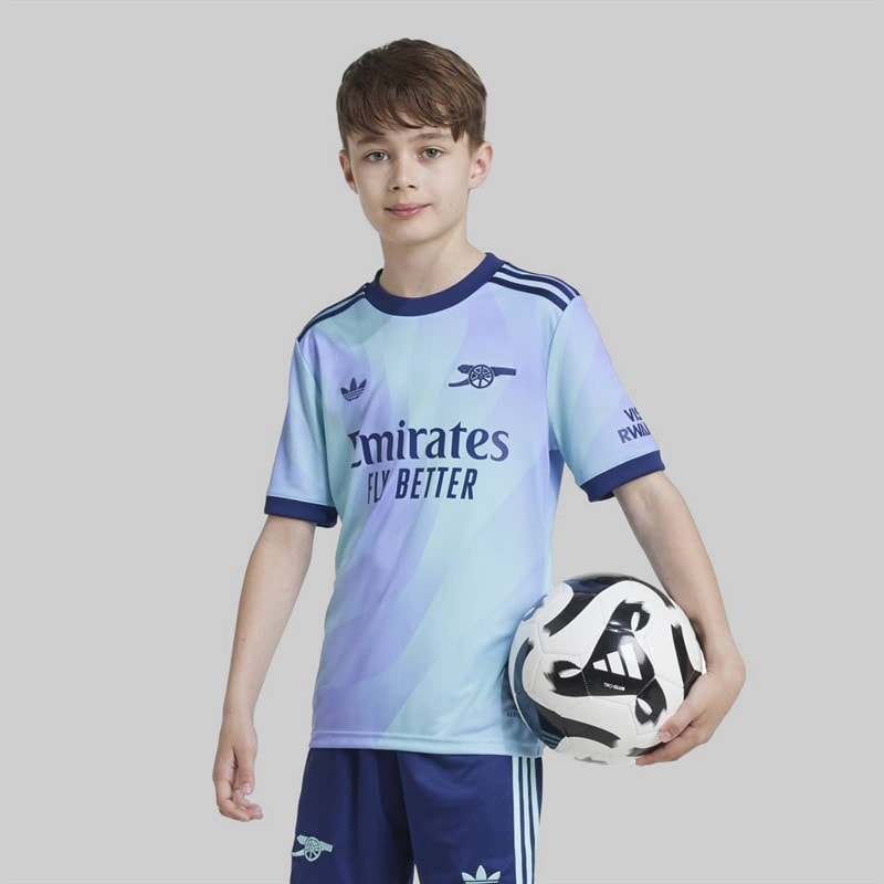 adidas Junior Boys AFC Arsenal FC 24/25 Third Jersey Clear Aqua/Light Flash Purple - Image 4