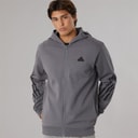 adidas Mens Future Icons 3 Stripes Full Zip Hoodie Grey Four