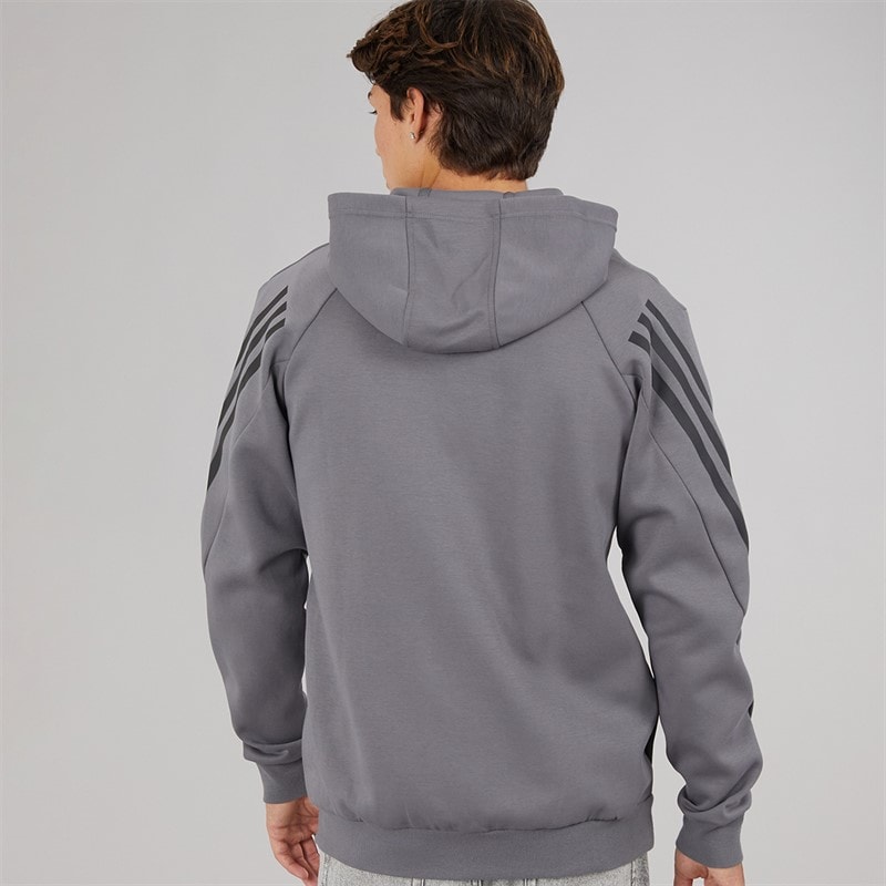 adidas Mens Future Icons 3 Stripes Full Zip Hoodie Grey Four - Image 2