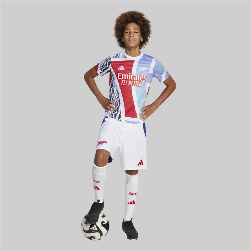 adidas Junior Boys AFC Arsenal FC 24/25 Pre Match Jersey Better Scarlet/White/Black/Clear Aqua - Image 4