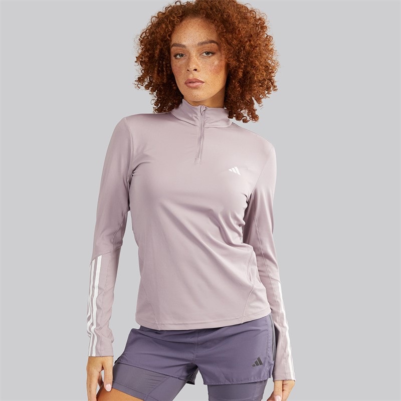 adidas Womens Hyperglam Training 1/4 Zip Top Preloved Fig/White