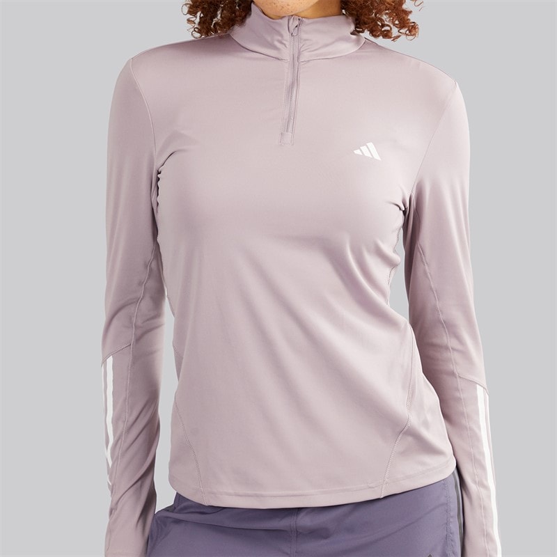 adidas Womens Hyperglam Training 1/4 Zip Top Preloved Fig/White - Image 3