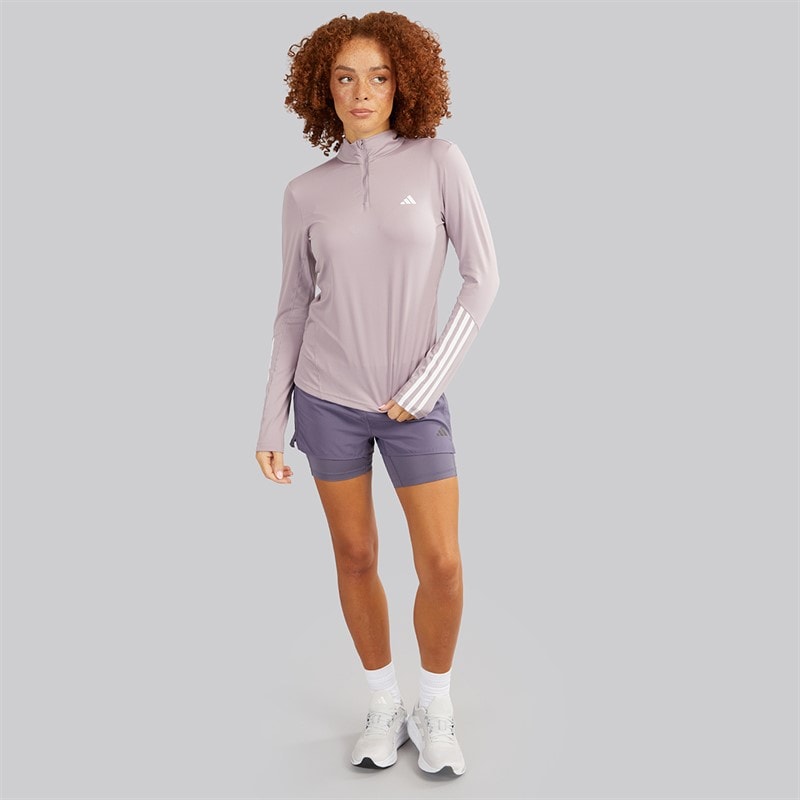 adidas Womens Hyperglam Training 1/4 Zip Top Preloved Fig/White - Image 4