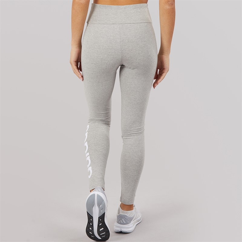 adidas Womens Essentials High Waist Logo Leggings Medium Grey Heather/White - Image 3