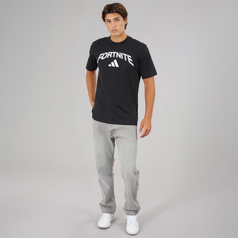 adidas Mens X Fortnite Logo Graphic T-Shirt Black - Image 3