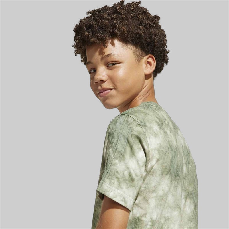 adidas Junior Boys All SZN All Over Print T-Shirt Olive Strata/Olive Strata - Image 4