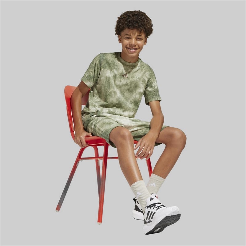 adidas Junior Boys All SZN All Over Print T-Shirt Olive Strata/Olive Strata - Image 5