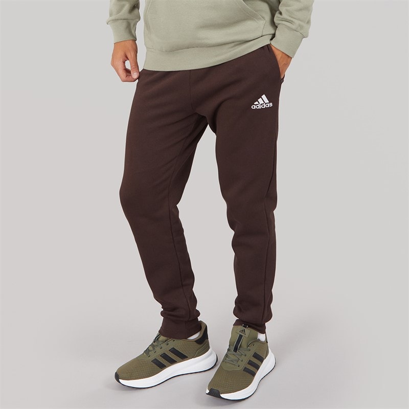 adidas Mens Essentials Tapered Fleece Joggers Shadow Brown