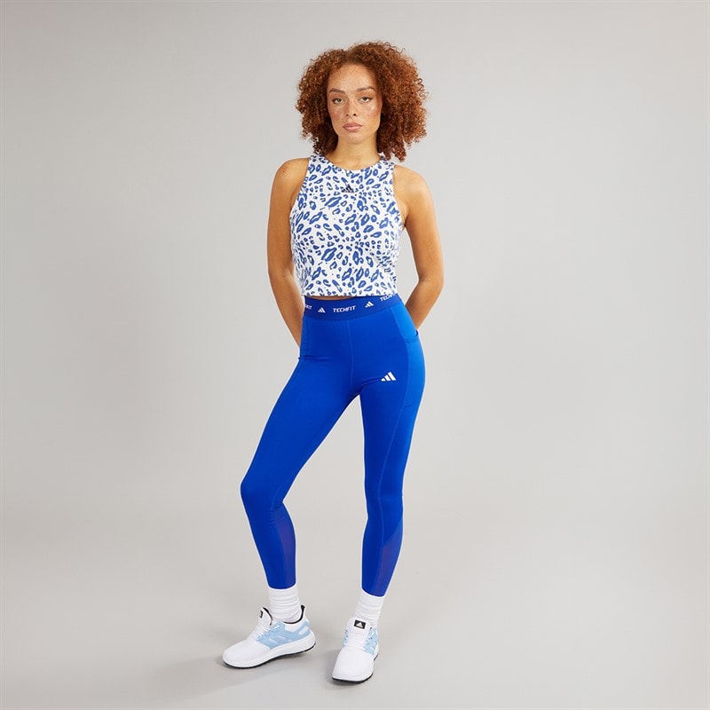 adidas Womens Techfit Stash Pocket Full Length Leggings Royal Blue - Image 4